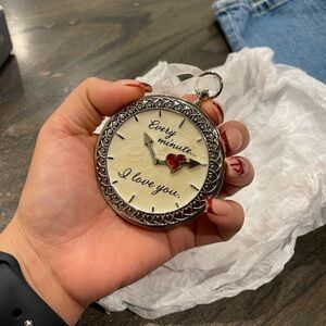 Silver and Red Heart ornament Clock